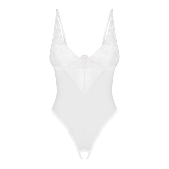 Obsessive Alissium Teddy Entrejambe Ouvert Blanc