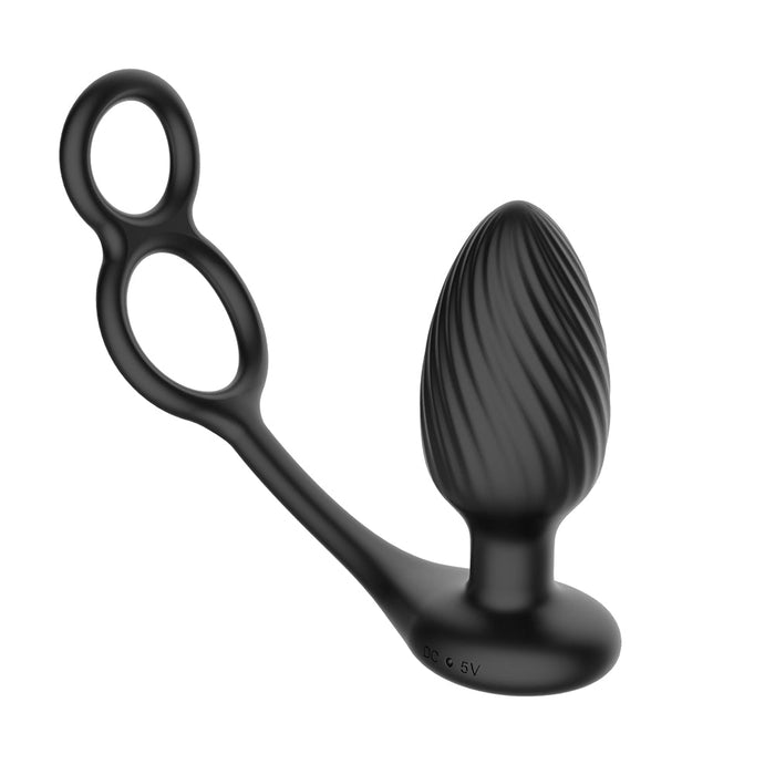 Nexus Tornado Rotating Plug With Cock & Ball Rings Black