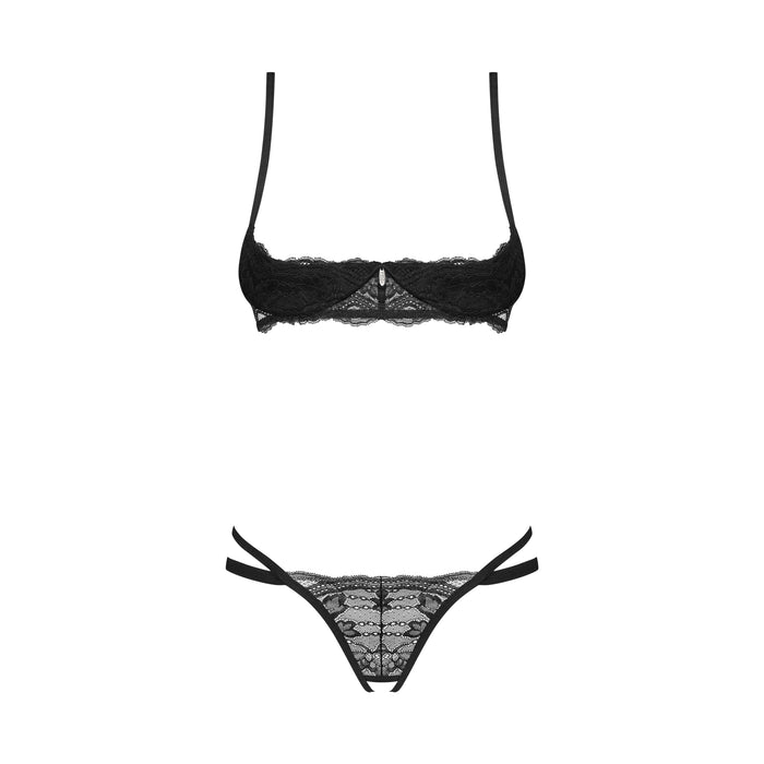 Obsessive Nutris Ensemble Lingerie Entrejambe Ouvert 2 Pièces Noir