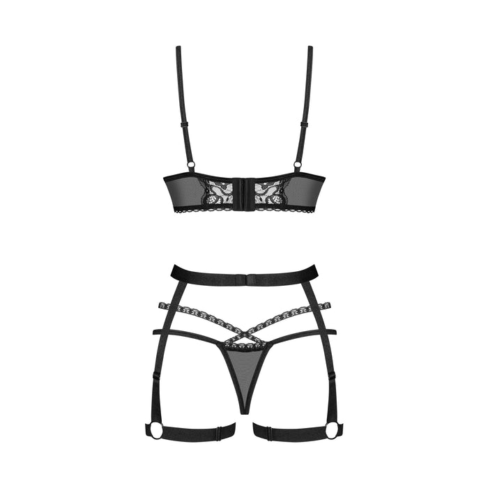 Obsessive Blomentis Ensemble Lingerie 3 Pièces Noir